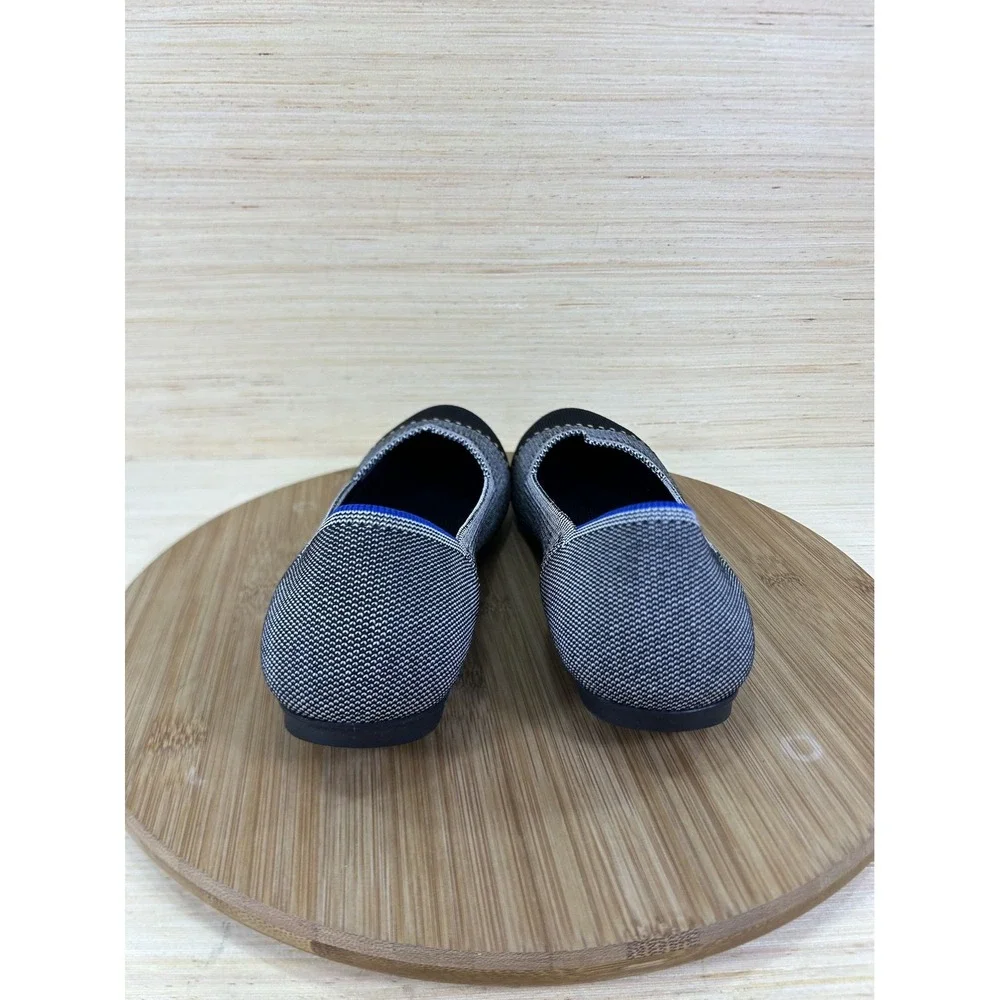 Rothys The Flat Cap-toe Black White Knit Ballet Shoes Womens Size 9